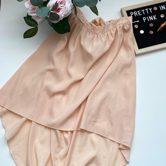 Peach ruffle asymmetrical high low summer dress - Picture 2 of 6